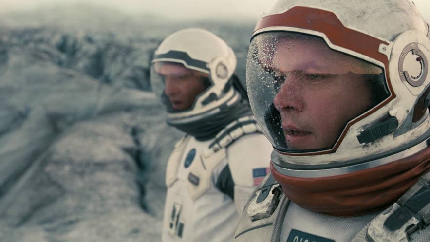 Matt Damon and Matthew McConaughey in the movie Interstellar, shot in Iceland Matt Damon and Matthew McConaughey in the movie Interstellar, shot in Iceland