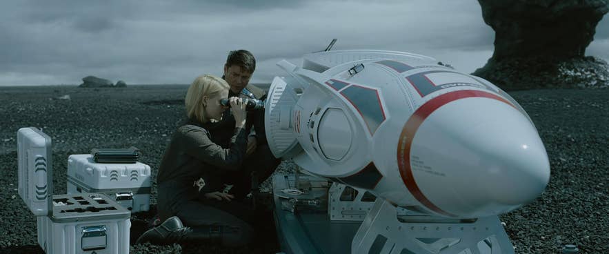 A scene filmed at Reynisfjara black sand beach in Iceland for the movie Star Trek: Into Darkness A scene filmed at Reynisfjara black sand beach in Iceland for the movie Star Trek: Into Darkness