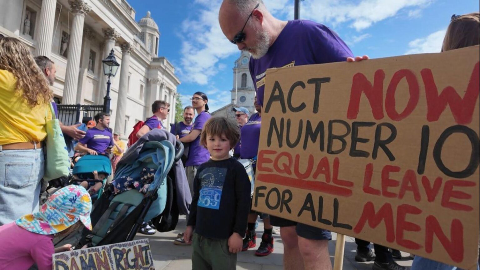 'Fund fatherhood': Hundreds of dads march for paternity pay across UK | ITV News
