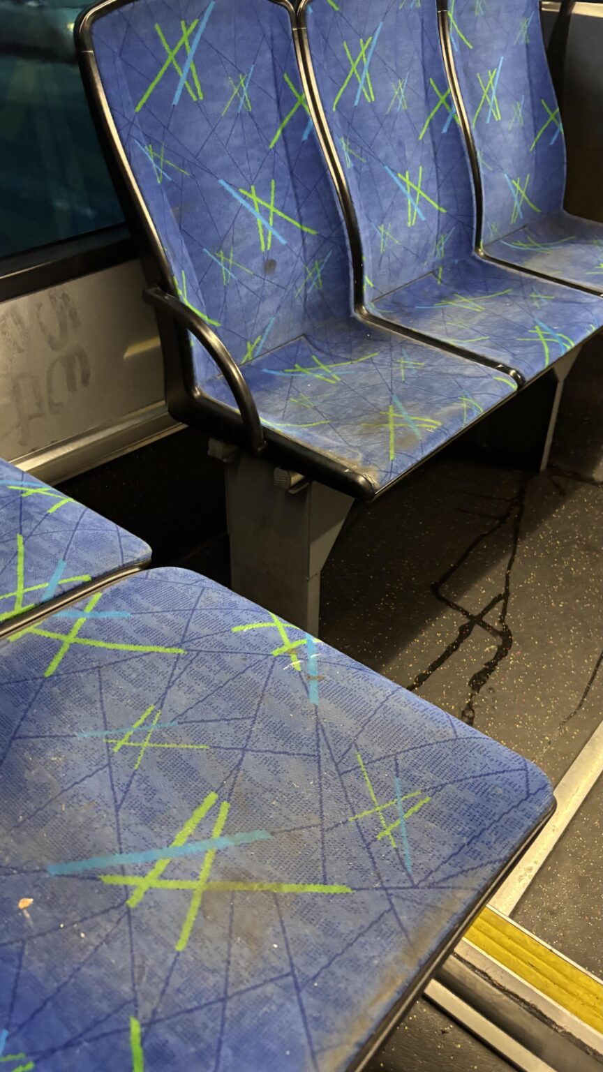 Onboard a bus and the seats are disgusting. The one thing I possibly miss from lockdown times was how insanely clean everything was.