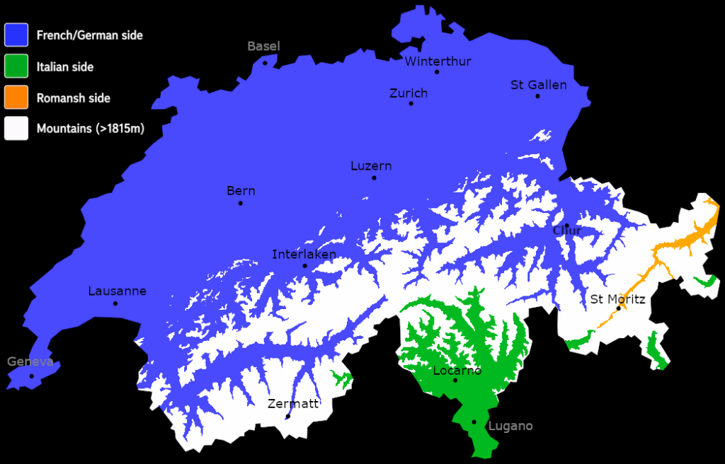 Switzerland, divided by mountains Switzerland, divided by mountains