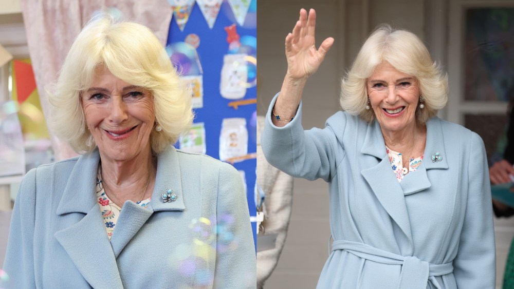 Queen Camilla Styles Both Fiona Clare and Anna Valentine in Ireland Queen Camilla wears Anna Valentine and Fiona Clare during a trip to Belfast on May 19 in Northern Ireland.