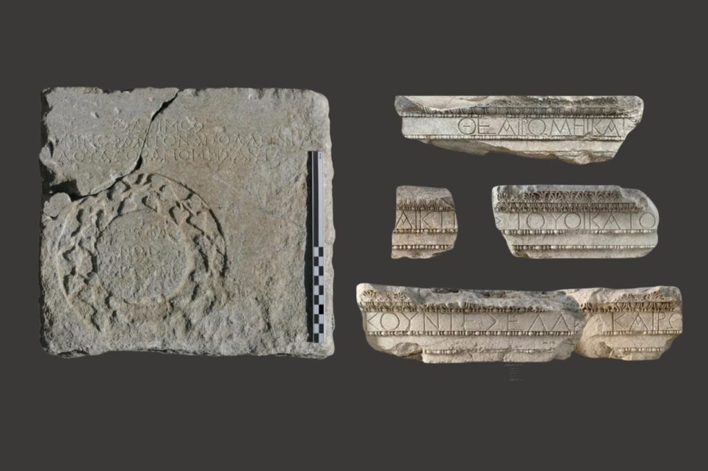 Ancient Teos’ Roman businessmen reveal Türkiye’s forgotten trade networks Archaeological inscriptions and architectural fragments from ancient Teos in Izmir, western Türkiye. (Photo via Belleten)