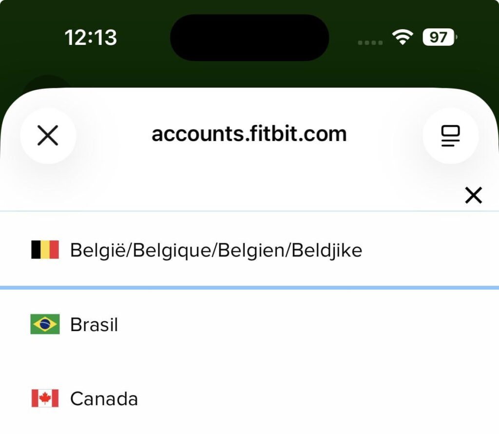 What is the 4th language Google Fitbit uses as "native language" for Belgium?