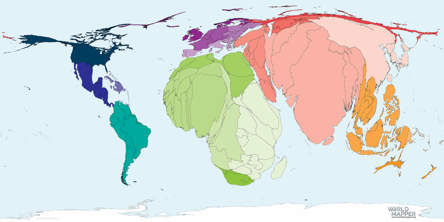 World map by total number of births