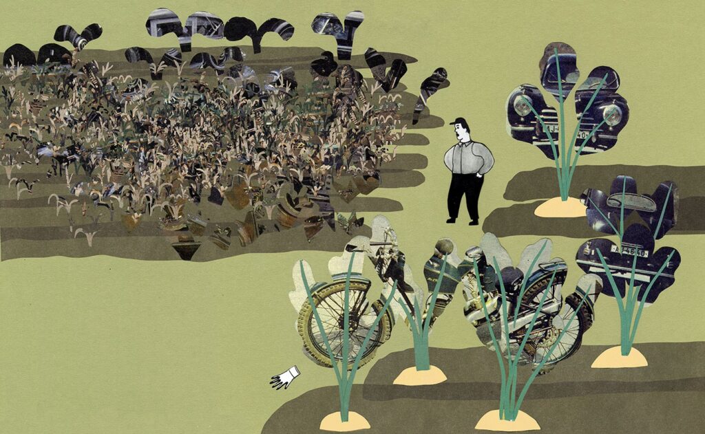 An illustration by Estonian artist Marja-Liisa Plats, featured in Baltic Island, a showcase of Baltic illustration and animation at Tokyo’s Spiral Gallery.