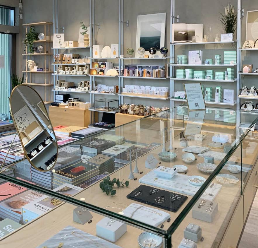 Nomad Reykjavik design shop with Icelandic jewelry, books, and handmade gifts on display Nomad Reykjavik design shop with Icelandic jewelry, books, and handmade gifts on display