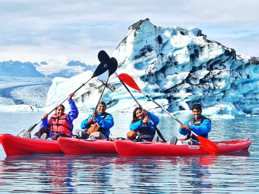 Kayaking on the Jokulsarlon glacier lagoon is a magical experience Kayaking on the Jokulsarlon glacier lagoon is a magical experience