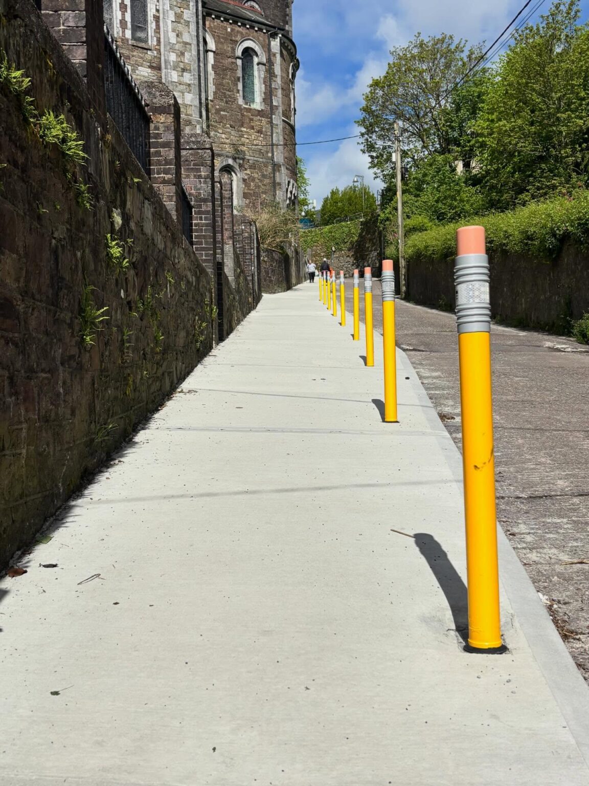 In Ireland we have begun to use these bollards designed to look like pencils to protect footpaths outside of schools