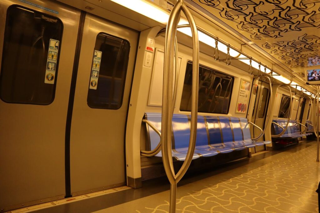 Türkiye nears completion of its largest, fastest Istanbul airport metro line Interior view of a metro train operating in Istanbul, Turkiye. (Adobe Stock Photo)