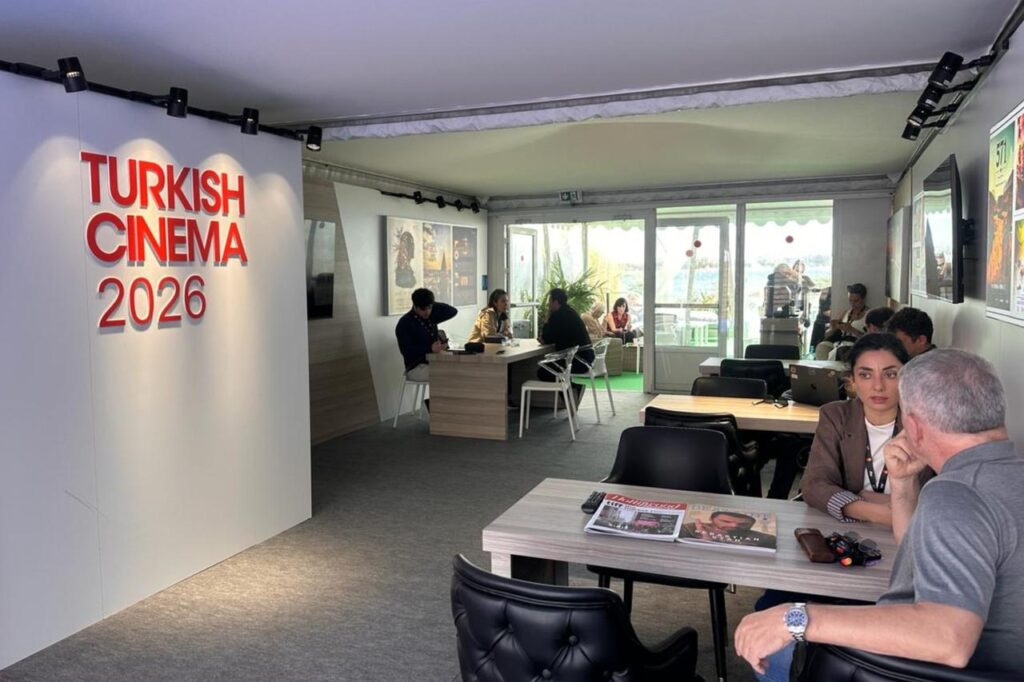 Türkiye promotes its cinema, TV industry at Cannes Visitors hold meetings inside the Turkish Cinema 2026 stand during the Cannes Film Festival in Cannes, France. (Photo via Culture and Tourism Ministry)