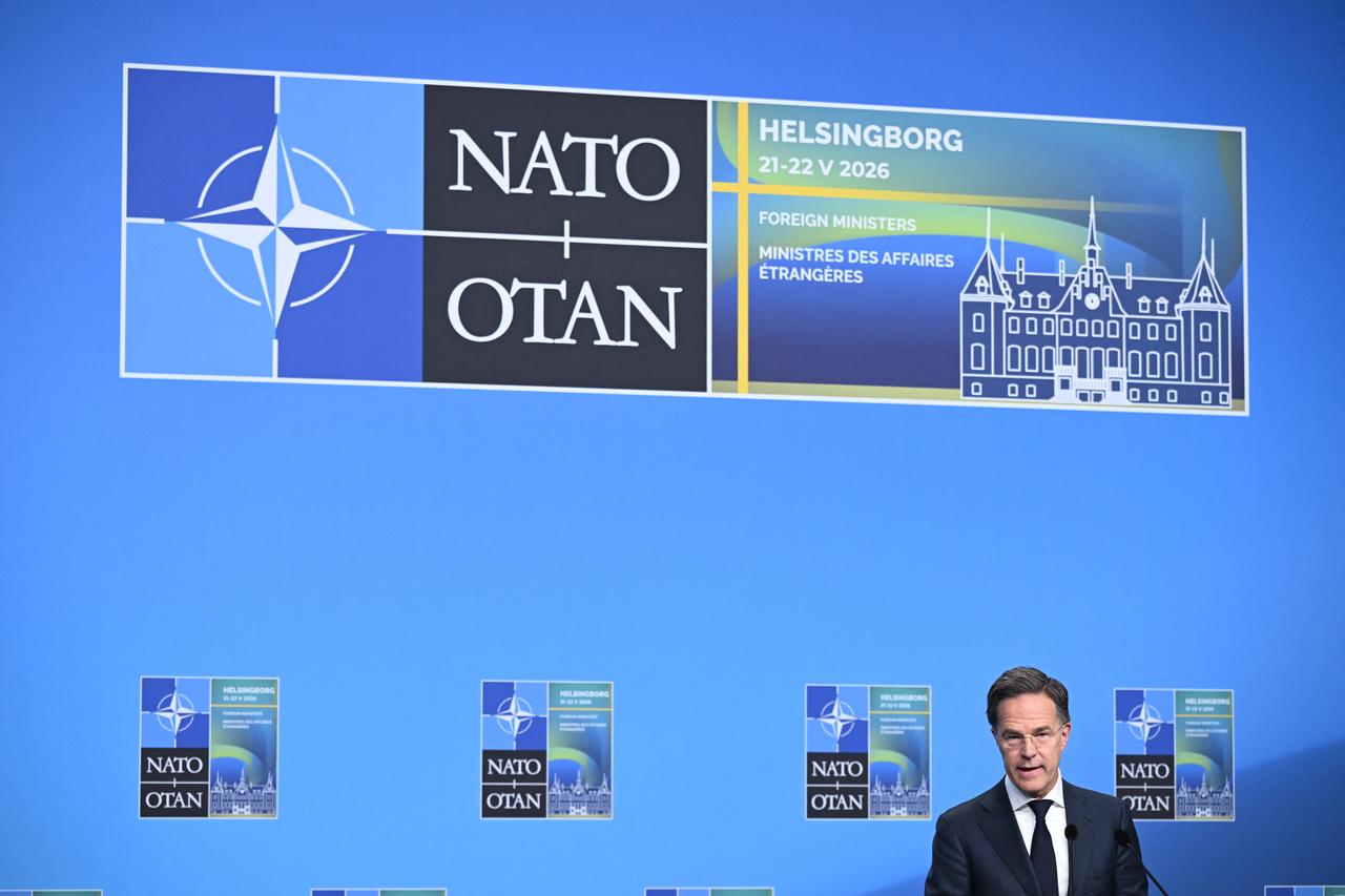 NATO Secretary General Mark Rutte attends a press conference at the NATO Foreign Ministers' meeting in Helsingborg on May 22, 2026. (AFP Photo)