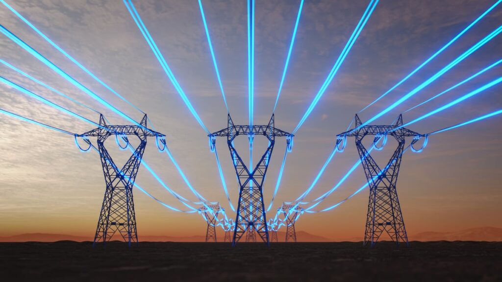 The Best 2 Renewable Energy Stocks to Buy and Hold for Decades A visualization of electricity traveling through power lines.
