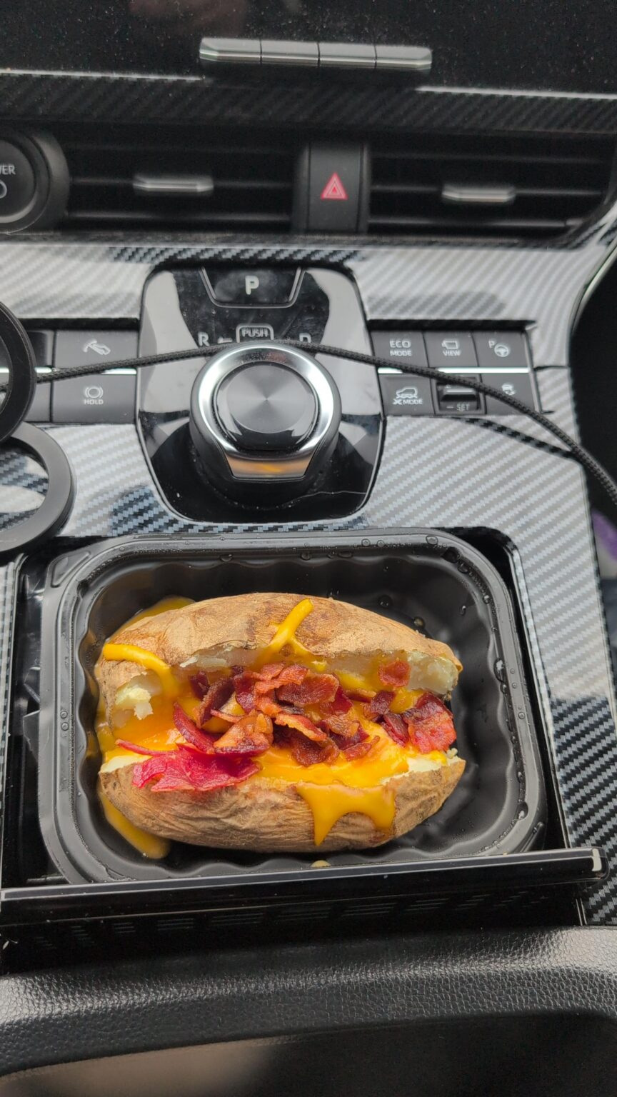 I have a special place in my car for baked potatoes
