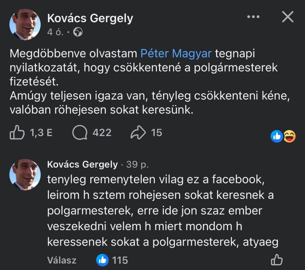 Gergely Kovács agrees that his salary will decrease