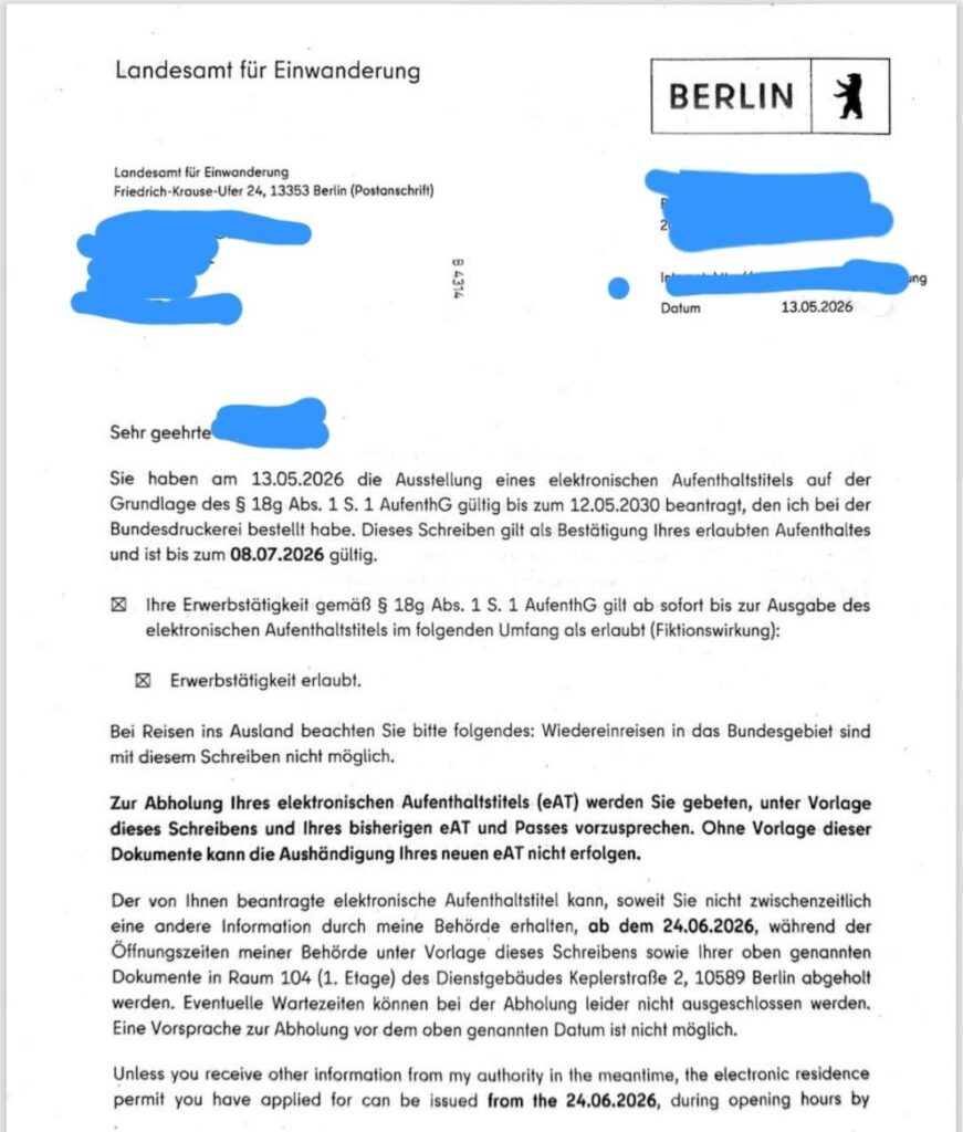 Travel within Schengen while waiting for new Blue Card