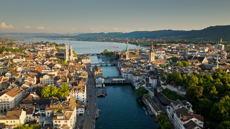 City of Zurich and Lake Zurich from above
