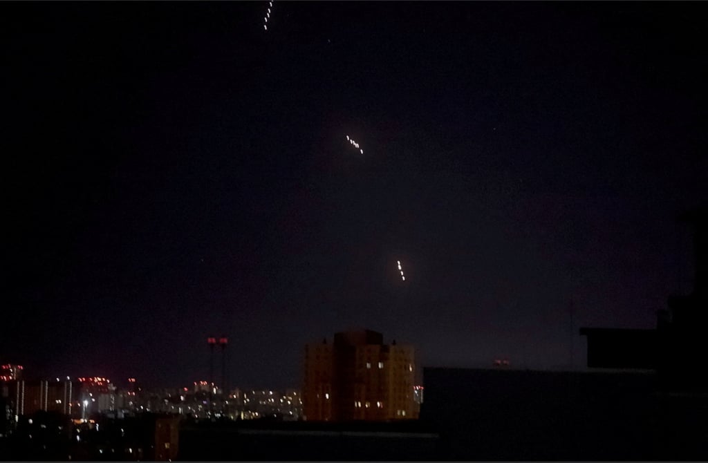 Russian missiles, which appear to be the Oreshnik hypersonic ballistic missile, according to the Ukrainian Air Force, are seen over Kyiv in May. Photo: Reuters