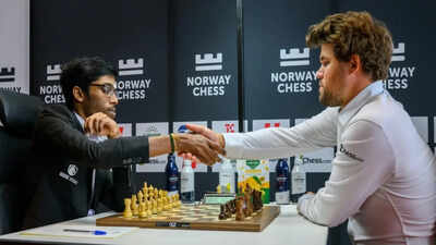 Praggnanandhaa stuns Carlsen in classical thriller at Norway Chess Round 8 again. (photo/ ANI ) Norway Chess round 8: Pragg beats Carlsen again, Wesley So leads on the top with 14 points