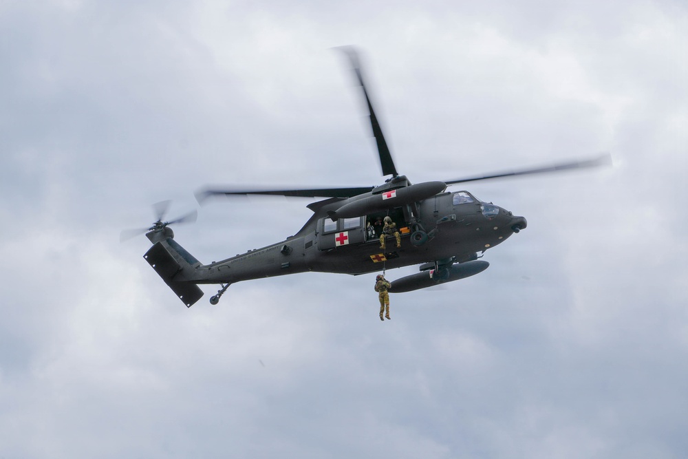 1-214 GSAB 12th CAB Conducts Casualty Hoist Training at Saber Strike 26