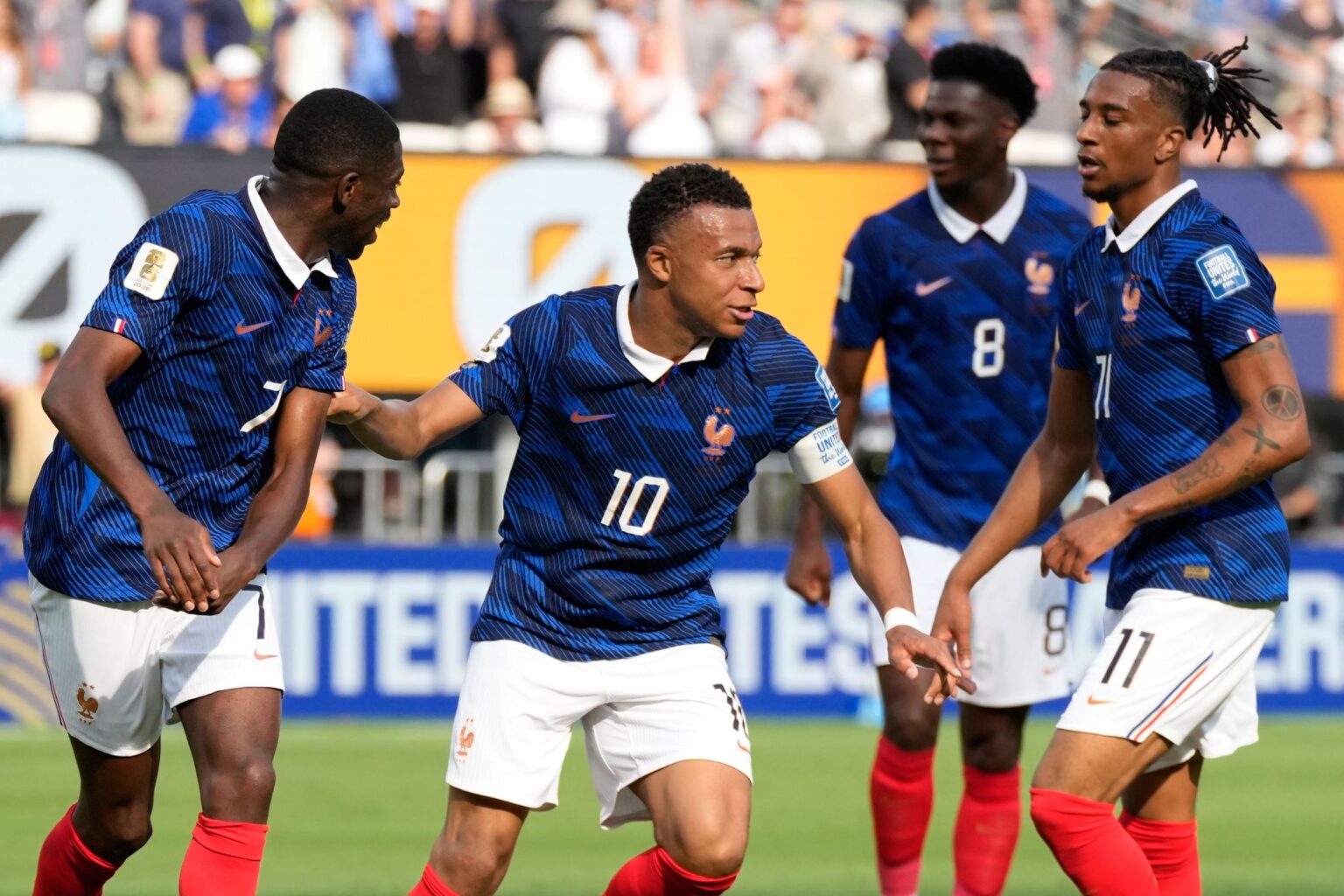 France forward Kylian Mbappé scores his 17th and 18th World Cup goals, one back of Lionel Messi France forward Kylian Mbappé scores his 17th and 18th World Cup goals, one back of Lionel Messi
