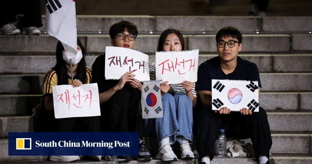South Korean protesters demand ‘election re-run’ after ballot shortage South Korean protesters demand ‘election re-run’ after ballot shortage
