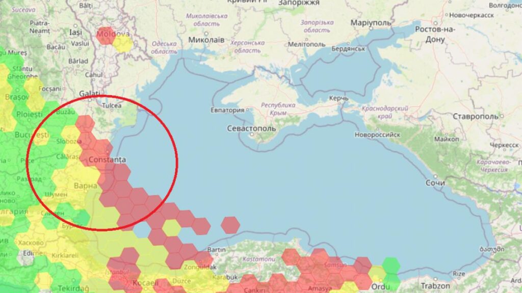 OSINT data: Massive GPS jamming recorded in the Constanța port area in the last 24 hours, before the drone explosion