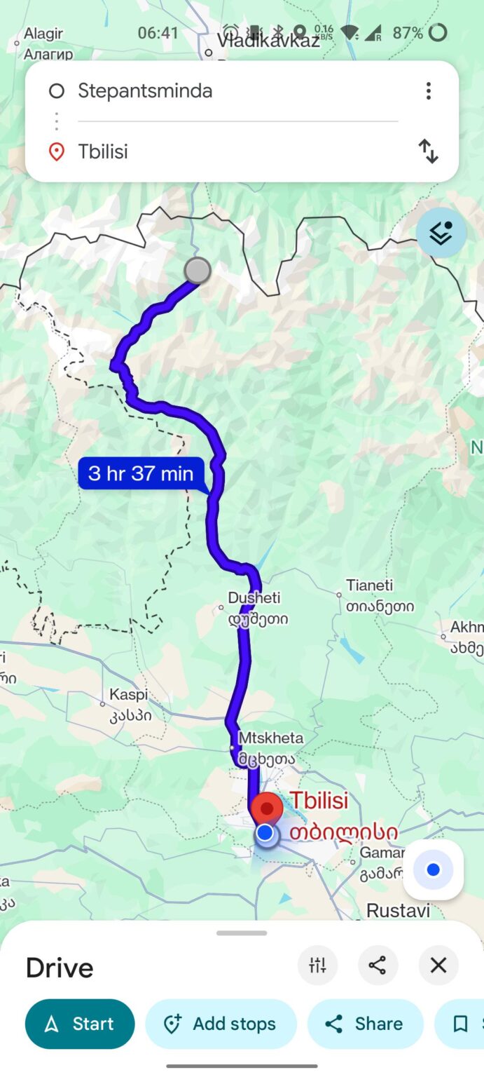 Going back from Stepantsminda to Tbilisi Going back from Stepantsminda to Tbilisi
