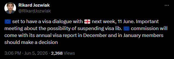 EU to Hold Visa Dialogue with Georgia on June 11 – Discussions on Possible Suspension of Visa Liberalization