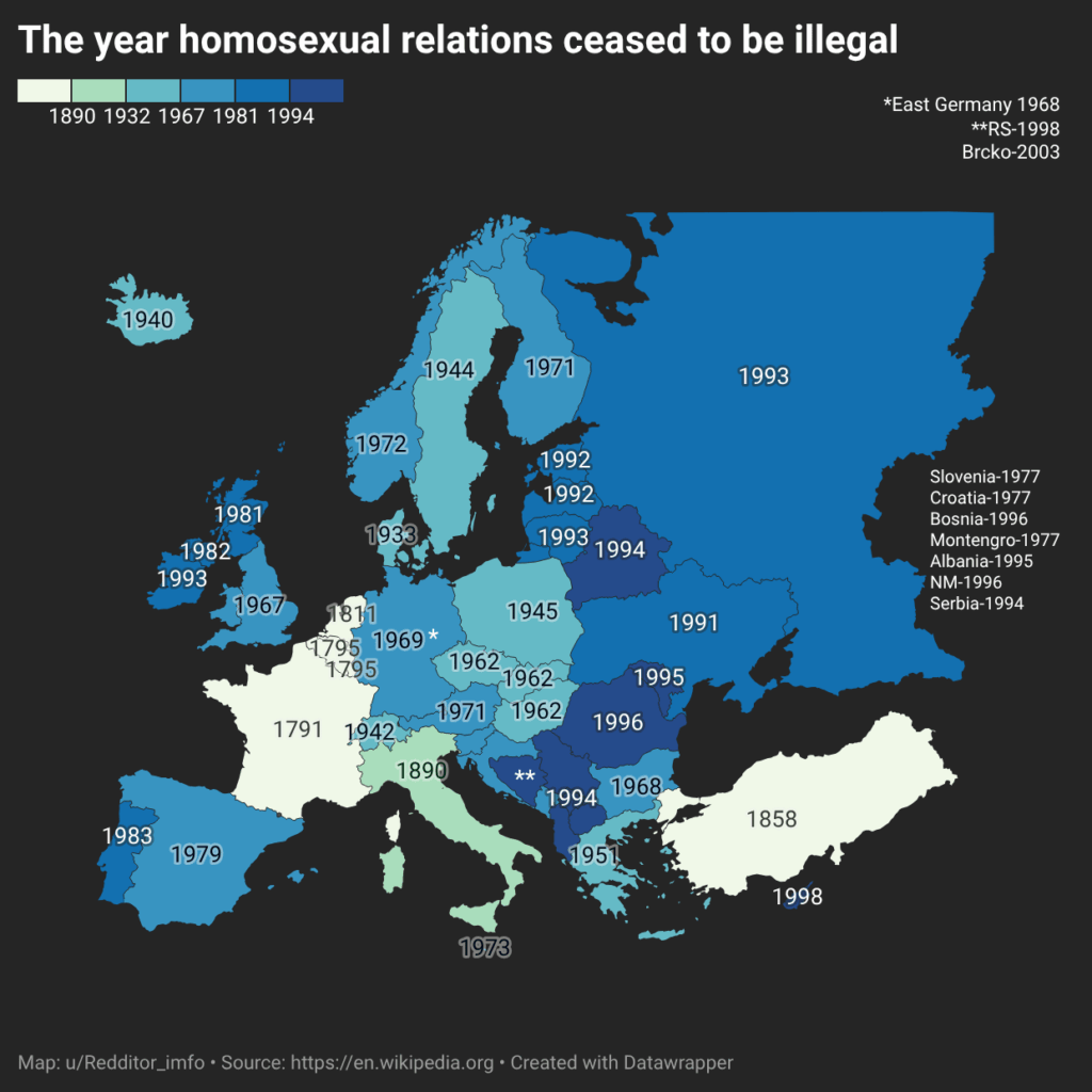 The year homosexual relations ceased to be illegal
