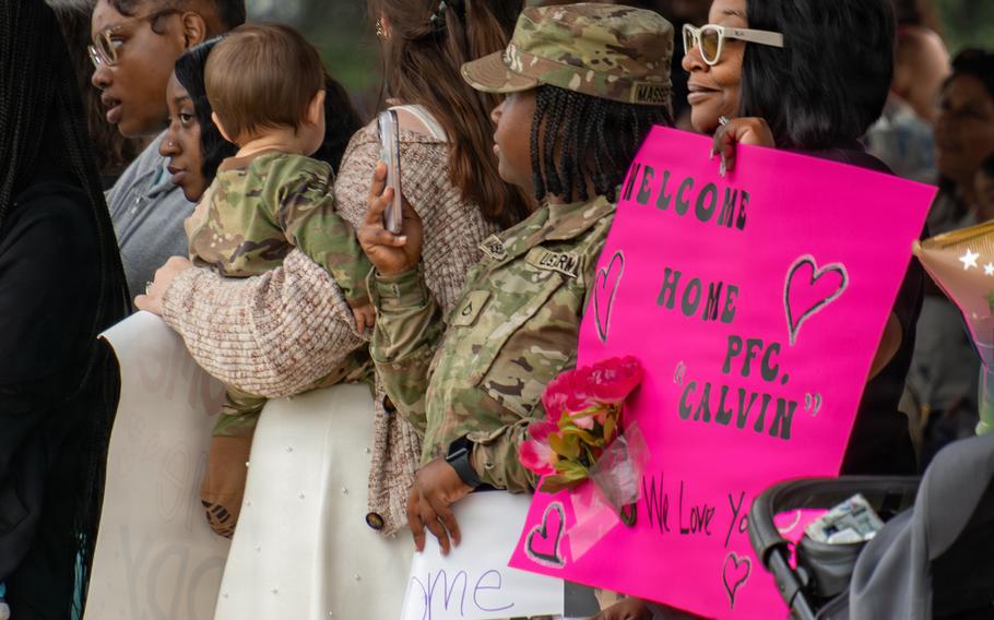 The 3rd Armored Brigade Combat Team, 1st Cavalry Division is welcomed home by family and friends during a ceremony on Cooper Field at Fort Hood, June 4, 2026.