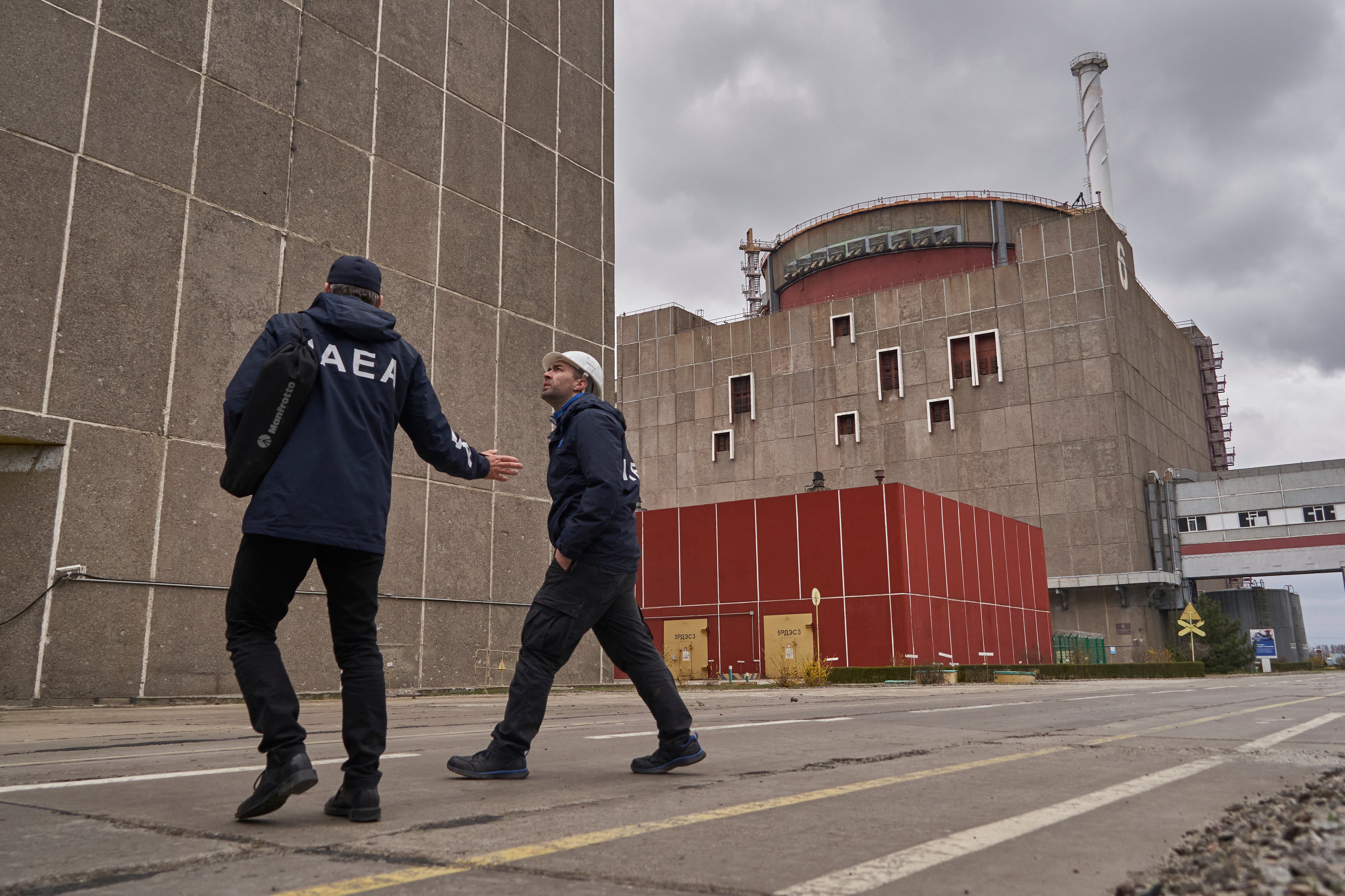 Members of the delegation of the International Atomic Energy Agency (IAEA) visit the Russian-controlled Zaporizhzhia nuclear power plant in southern Ukraine on 29 March 2023.