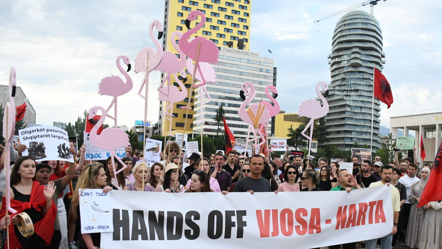 Flamingo Revolution: Thousands Protest Jared Kushner’s Albania Resort Project Flamingo Revolution: Thousands Protest Jared Kushner's Albania Resort Project