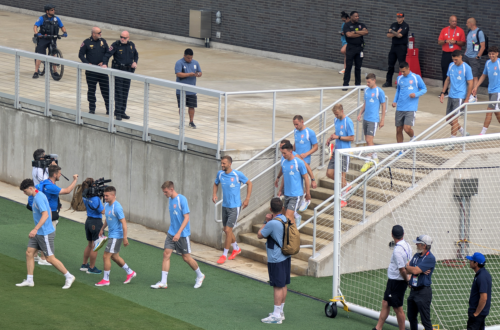 Mansfield, TX (Saturday, June 6, 2026) - Czechia players take to the field led by captain Ladislav Krejci (Daniel Crooke)