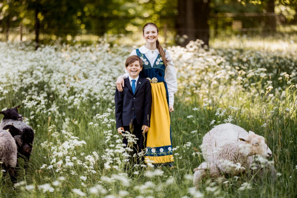 Princess Estelle and Prince Oscar pose for a portrait ahead of National Day