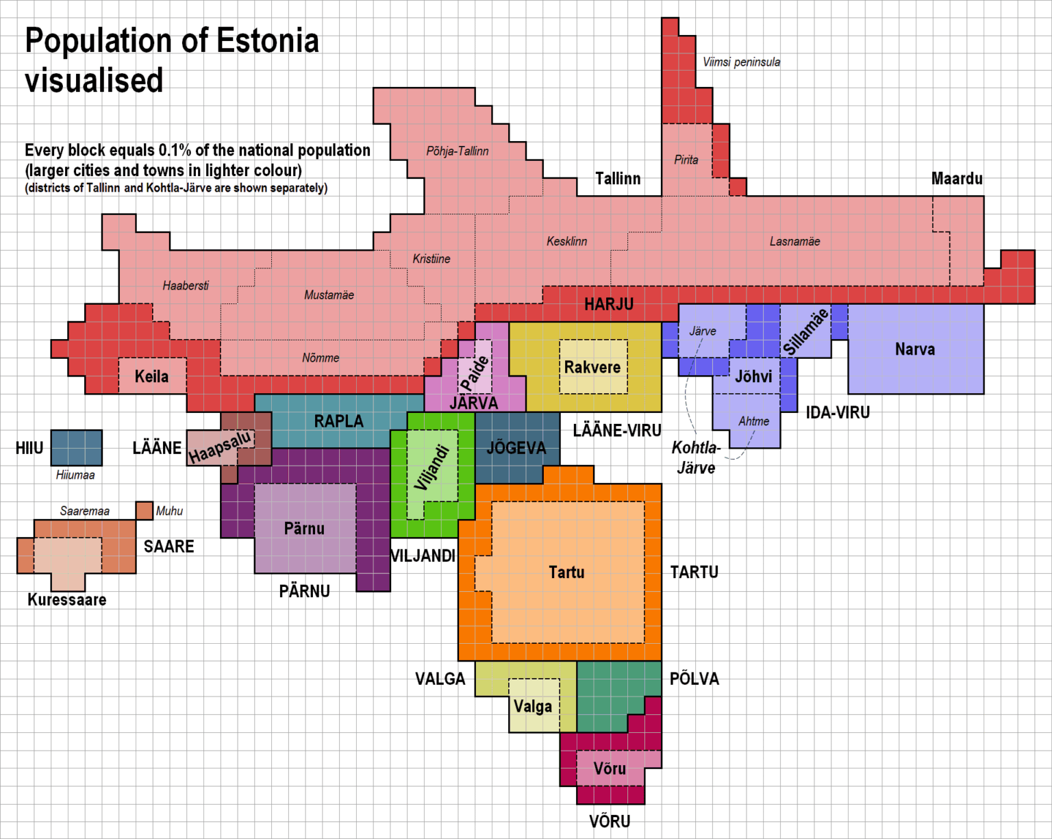 Population of Estonia visualised