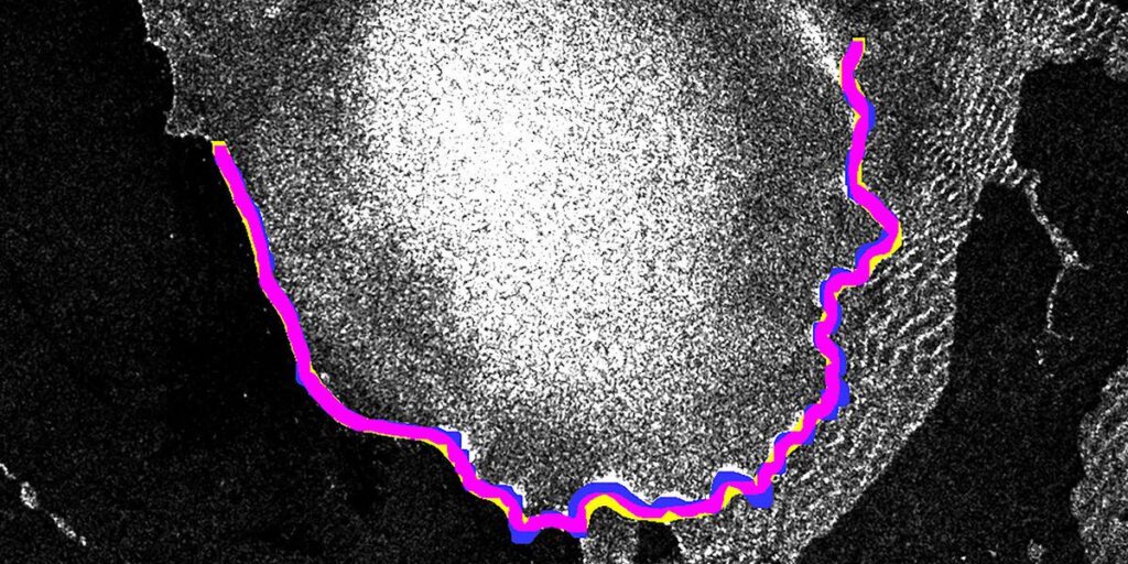 A leading deep learning model for tracing glacier calving fronts can be adapted to new locations with only three pieces of information: one hand-labeled image per glacier, un-labelled summer reference images, and a map of the underlying rock. This could aid scientists who are tracking glacier loss. A leading deep learning model for tracing glacier calving fronts can be adapted to new locations with only three pieces of information: one hand-labeled image per glacier, un-labelled summer reference images, and a map of the underlying rock. This could aid scientists who are tracking glacier loss.