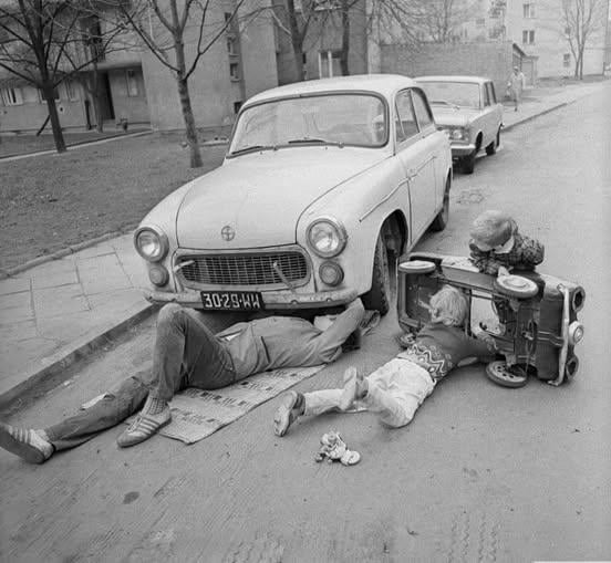 Like father, like son. Warsaw, 1960s.