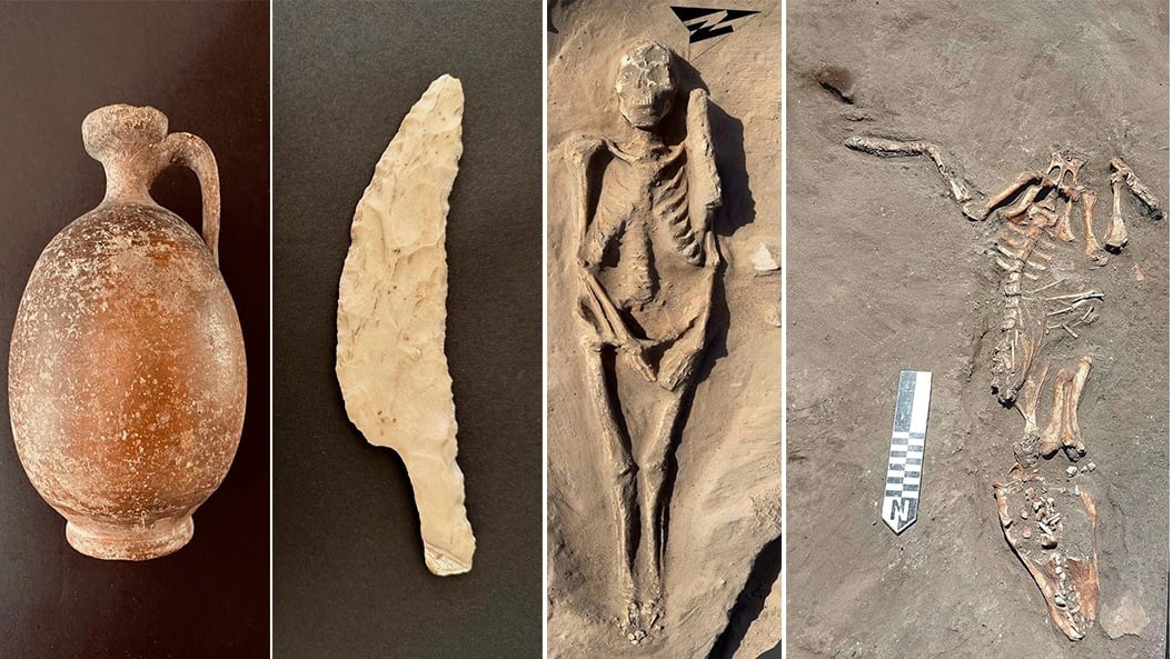 Artefacts retrieved from Greco-Roman era cemetry at Tell Kom Aziza in Egypt's Nile Delta