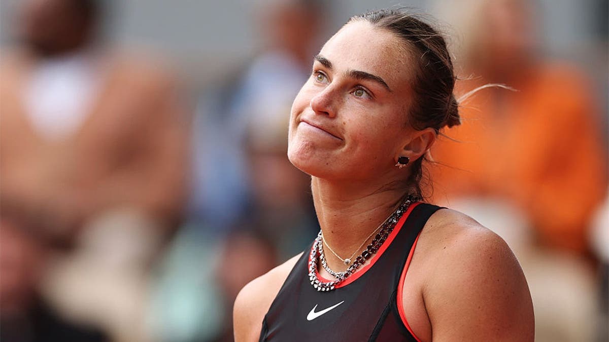 Aryna Sabalenka reacts against Diana Shnaider