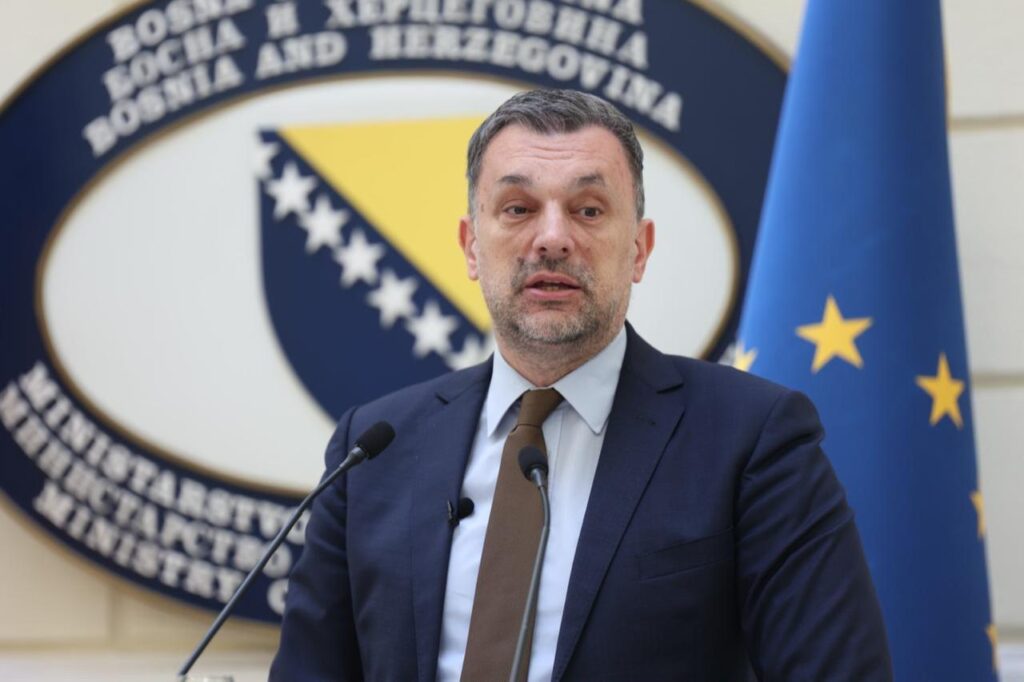 Bosnia, North Macedonia unite in joint push for European integration Bosnia and Herzegovina’s Foreign Minister Elmedin Konakovic makes a statement regarding Germany’s Minister of State for Europe and Climate Anna Luhrmann being declared persona non grata in RS on April 5, 2025 in Sarajevo, Bosnia and Herzegovina. (AA Photo)