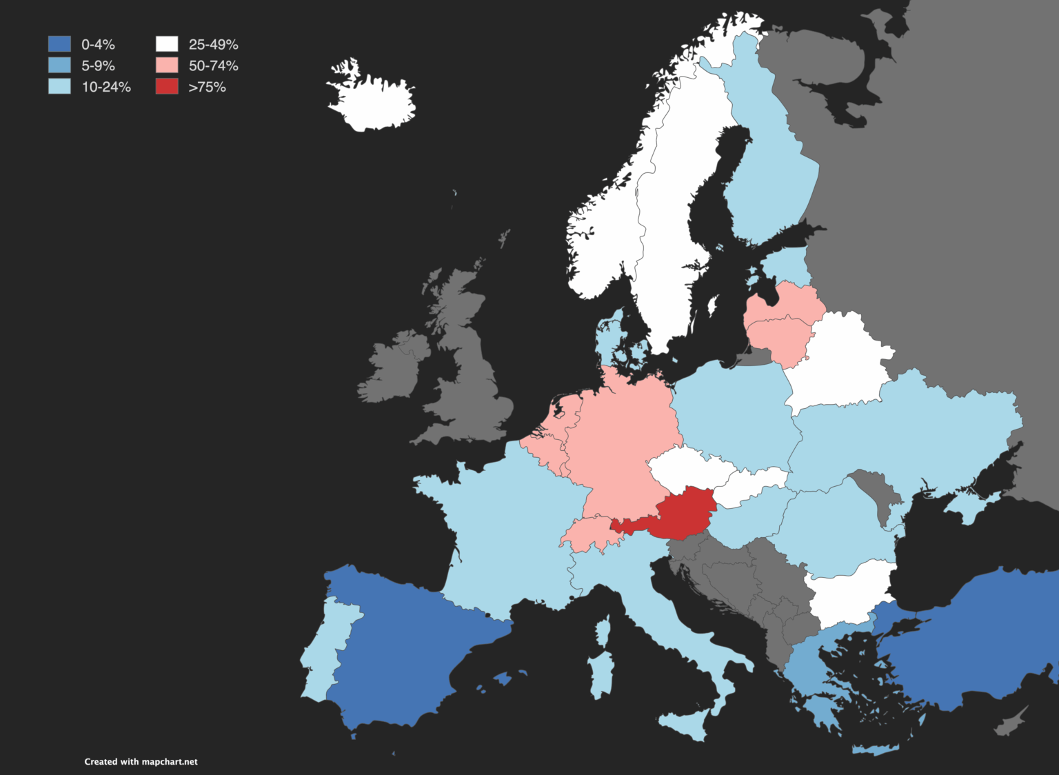 Percentage of English-Language Songs in Spotify's Top 50 Charts (Excluding the UK and Ireland) – June 8, 2026