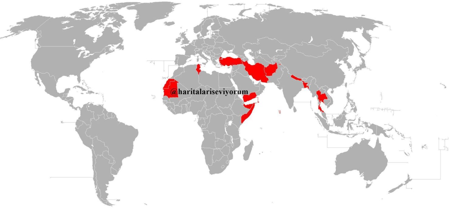Countries where the Christian population is less than 1%: