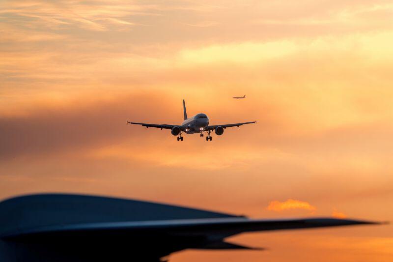 aircraft orange sky