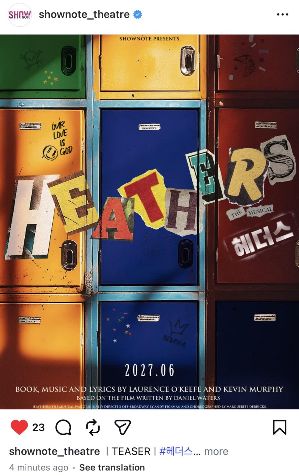 The Musical “Heathers” To Get a Professional Korean-Language Production