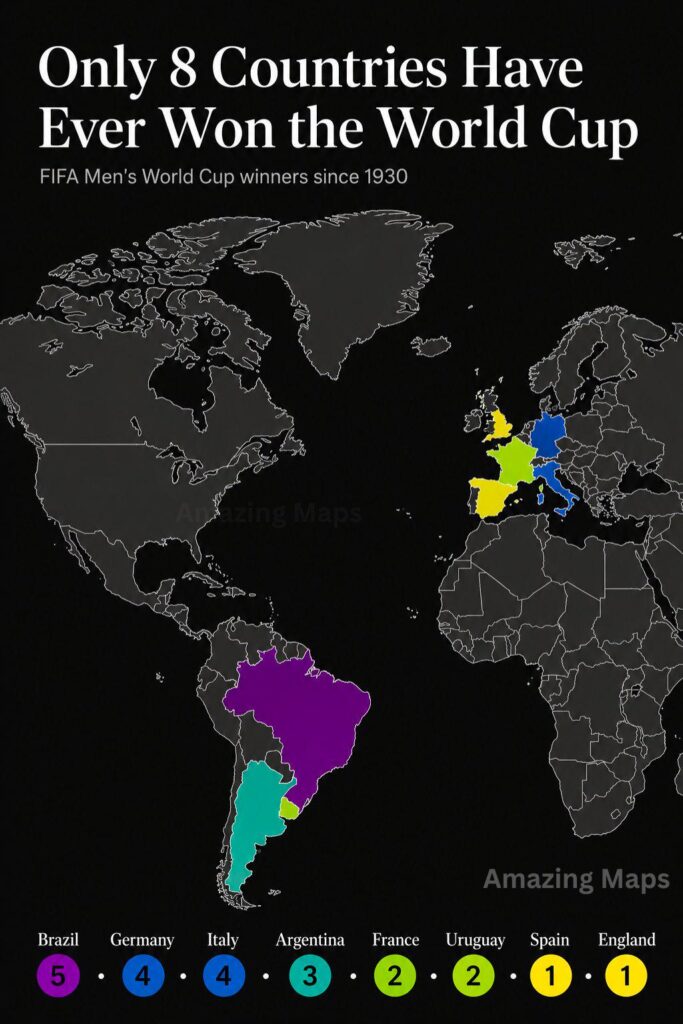 Only 8 countries have ever won the World Cup