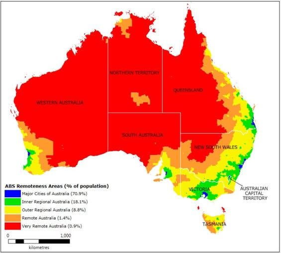 Just 243,000 (0.9%) Of People In Australia Live In The Red Area