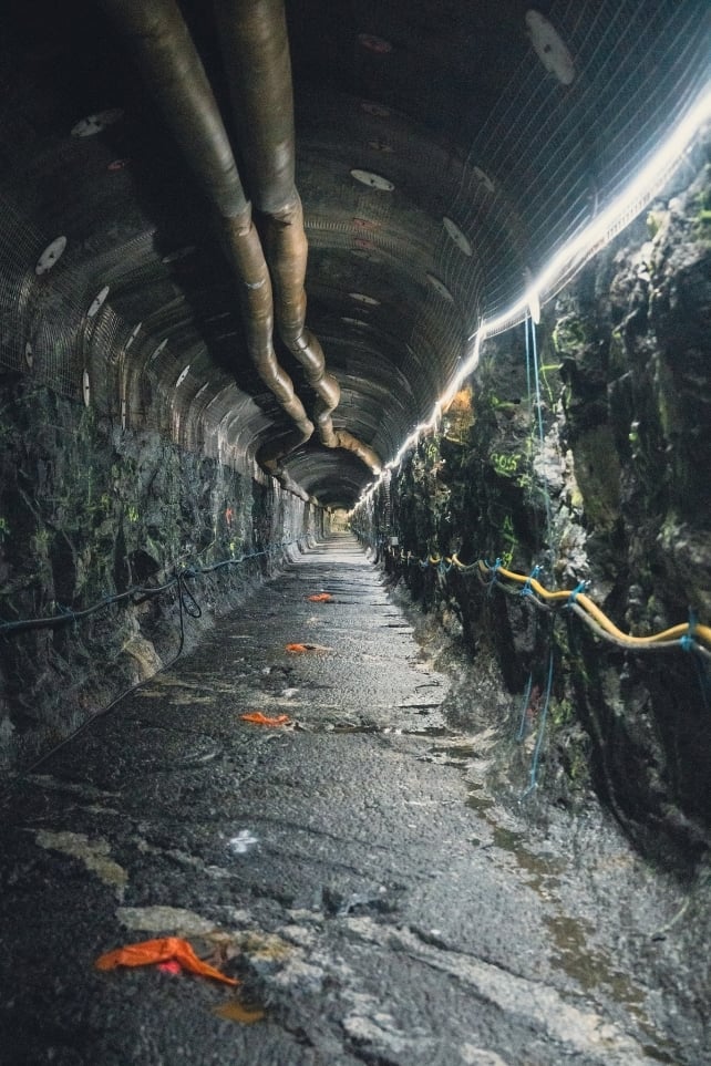 An underground tunnel leading to Finland's Onkalo repository for spent nuclear fuel.