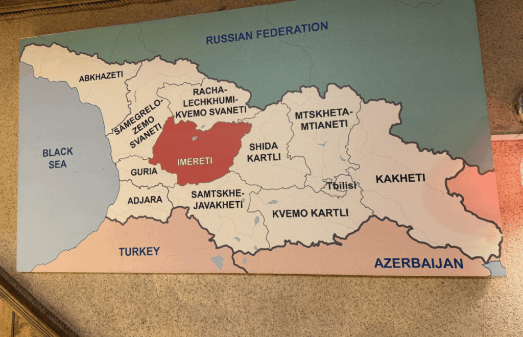 Map of Georgia in a Georgian restaurant in Azerbaijan without Armenia