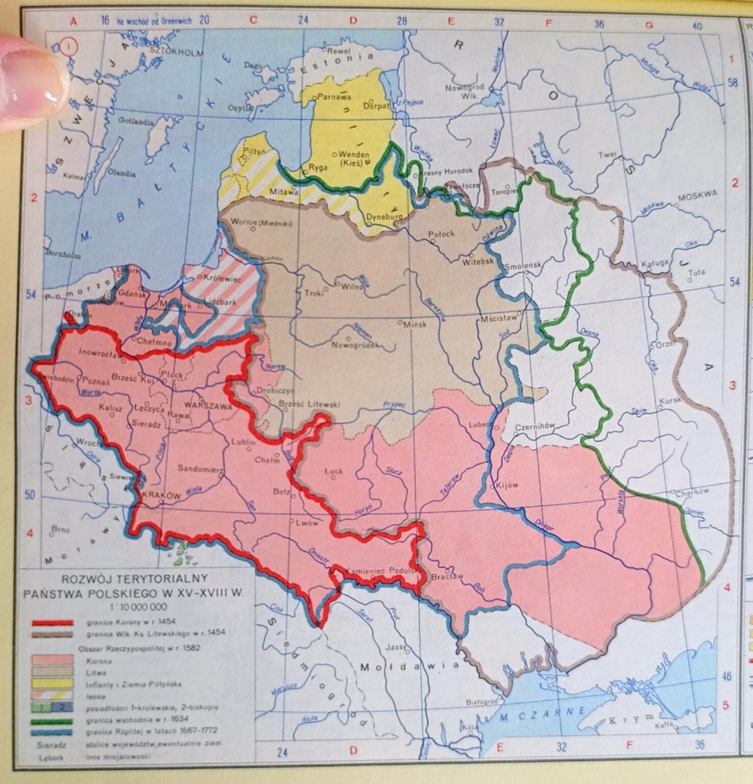 Territorial extension of Poland and then Poland-Lithuania between 1454 and 1772